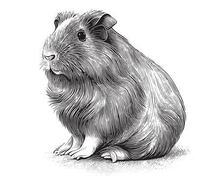 Guinea pig animal hand drawn sketch Vector illustration