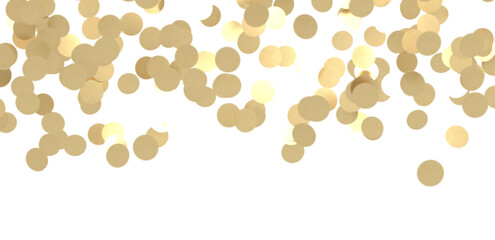 Glittering golden confetti png. Glittering golden confetti falls from above on transparent background. Celebrate festivals.