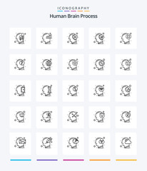 Creative Human Brain Process 25 OutLine icon pack  Such As mark. head. brain. failure. mind