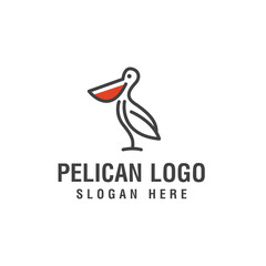 black pelican line logo vector icon illustration isolated design