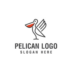 black pelican line logo vector icon illustration isolated design