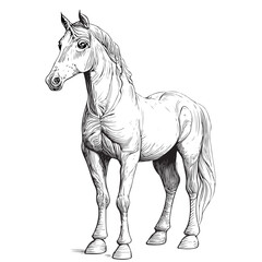 Obraz na płótnie Canvas White horse hand drawn sketch Vector illustration