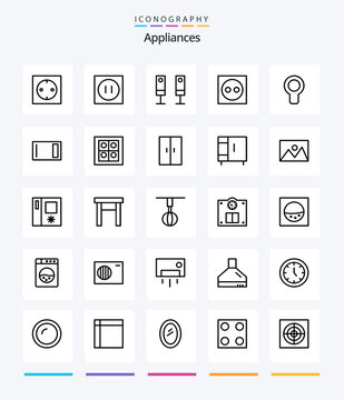 Creative Appliances 25 OutLine icon pack  Such As . air. apartment. cool. plug