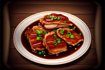 Delicious Chinese Twice-Cooked Pork Slices Food in the plate on the table