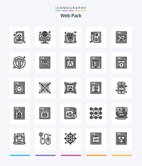 Creative Web Pack 25 OutLine icon pack  Such As page. chart. web. browser. laptop