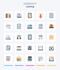 Creative Learning 25 Flat icon pack  Such As ebook. rocket. education. learning. education
