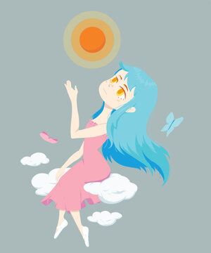 A girl on the clouds.