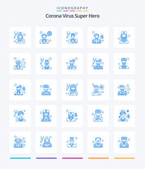 Fototapeta na wymiar Creative Corona Virus Super Hero 25 Blue icon pack Such As doctor. pharmacist. face. hospital. female