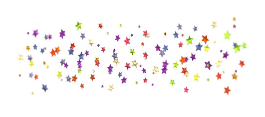 Banner with colour decoration. Festive border with falling glitter dust and stars.