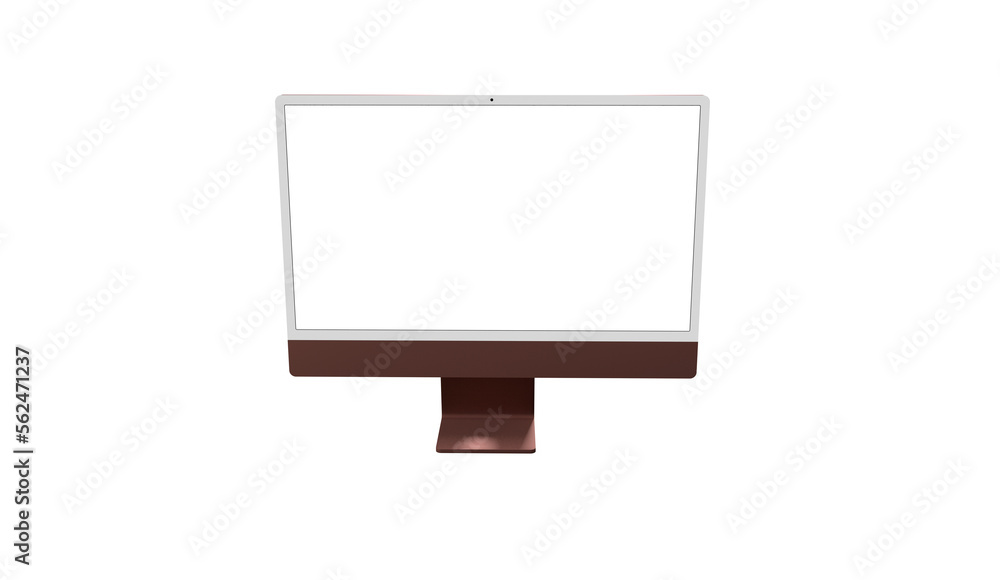 Poster computer monitor display with empty screen isolated on transparent background.
