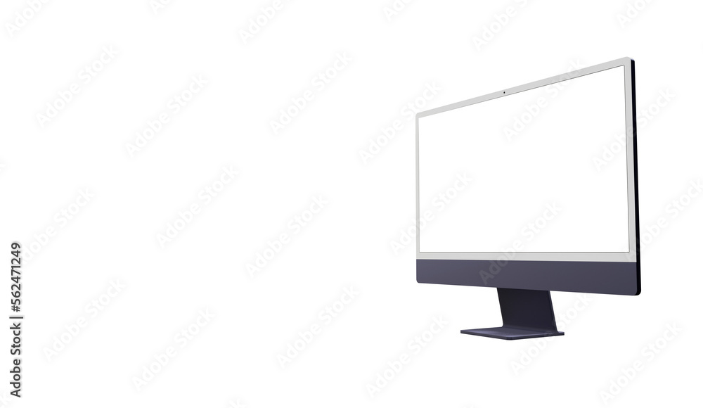 Poster computer monitor display with empty screen isolated on transparent background.