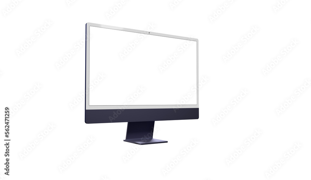 Poster computer monitor display with empty screen isolated on transparent background.