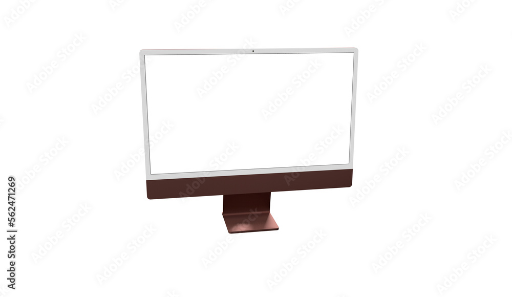Poster realistic flat screen computer monitor 3de style mockup with blank screen isolated 3d