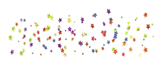 Banner with colour decoration. Festive border with falling glitter dust and stars.