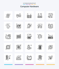 Creative Computer Hardware 25 OutLine icon pack  Such As computer. drive. hardware. disk. router
