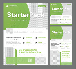 StarterPack for Green & Healthy Promotional Content - A4 Flyer, Feed Post, & Story templates - Perfect for every business & marketing need