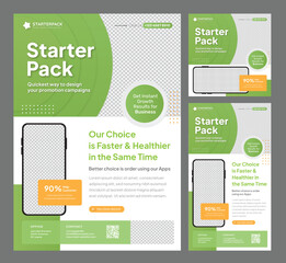 StarterPack for Green & Healthy Promotional Content - A4 Flyer, Feed Post, & Story templates - Perfect for every business & marketing need