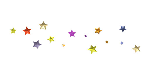 Banner with colour decoration. Festive border with falling glitter dust and stars.