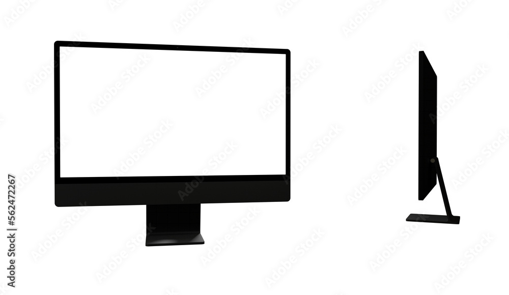 Poster computer display with blank white screen 3d