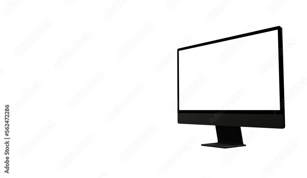 Poster realistic flat screen computer monitor 3de style mockup with blank screen isolated 3d