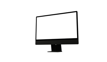 Realistic 3D Computer, with a white screen, isolated on a background