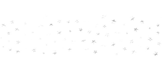 Banner with silver decoration. Festive border with falling glitter dust and stars.