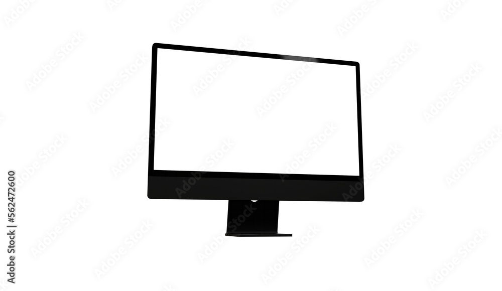 Poster computer display with white blank screen. front view. isolated on white background. 3d illustration.