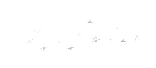 Banner with silver decoration. Festive border with falling glitter dust and stars.