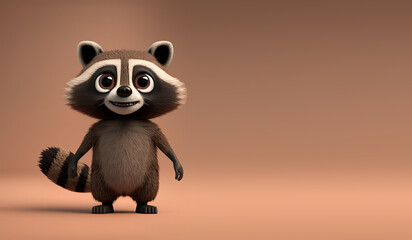 Cute Cartoon Raccoon Character (Generative AI) - obrazy, fototapety, plakaty