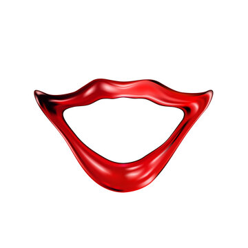 Red glossy sexy female lips isolated on a light background. Smile. Plastic an air kiss, beautiful lips, beauty, red lipstick, cosmetics. 3D effect. png
