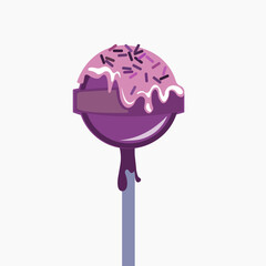 Vector illustration bright glossy lolipop on stick. Isoleted on white background. Editable vector and good for advertising.