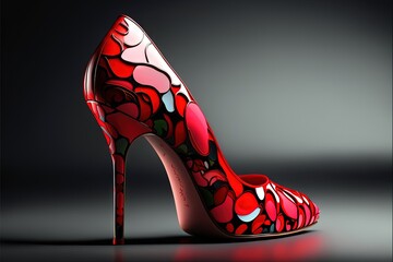 valentine day red women shoes with high heels generative ai - obrazy, fototapety, plakaty