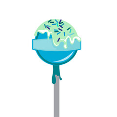 Vector illustration bright glossy lolipop on stick. Isoleted on white background. Editable vector and good for advertising.