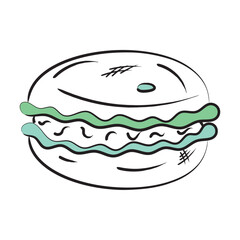 Isolated sketch of French macaroni cookie Vector