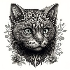 illustration of a cat, with a white background