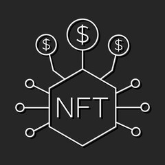 NFT,Non-fungible token with frame art icon vector graphic