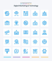Creative Digital Marketing And Technology 25 Blue icon pack  Such As open. board. digital. marketing. native