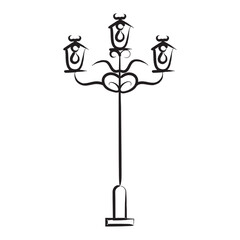 Isolated sketch of a vintage street lamp Vector