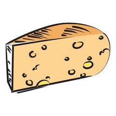 Isolated colored sketch of traditional cheese Vector