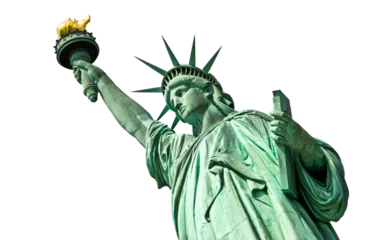 Stickers pour porte Statue de la Liberté Close up of the statue of liberty isolated on transparent background, New York City, USA, png file