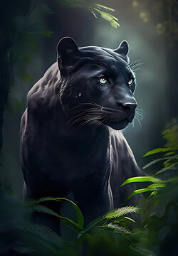 Pantera negra en la jungla