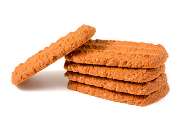 tasty dry biscuits on a white background