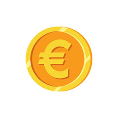 Euro sign on gold coin flat style