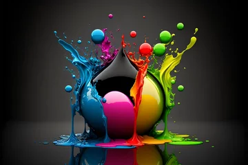 Tapeten Colorful abstract large paint drop wallpaper - Generated AI © Albert