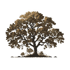 Majestic Oak Tree Vector Illustration