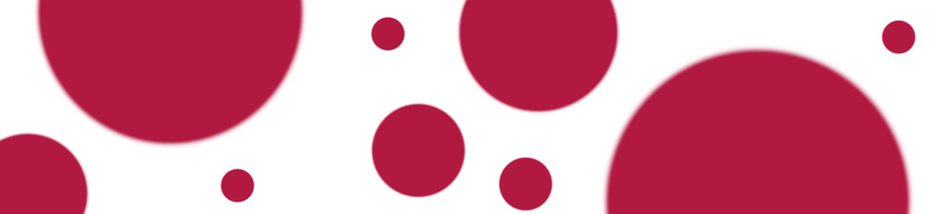 Banner many round confetti in magenta colors on white backdrop.