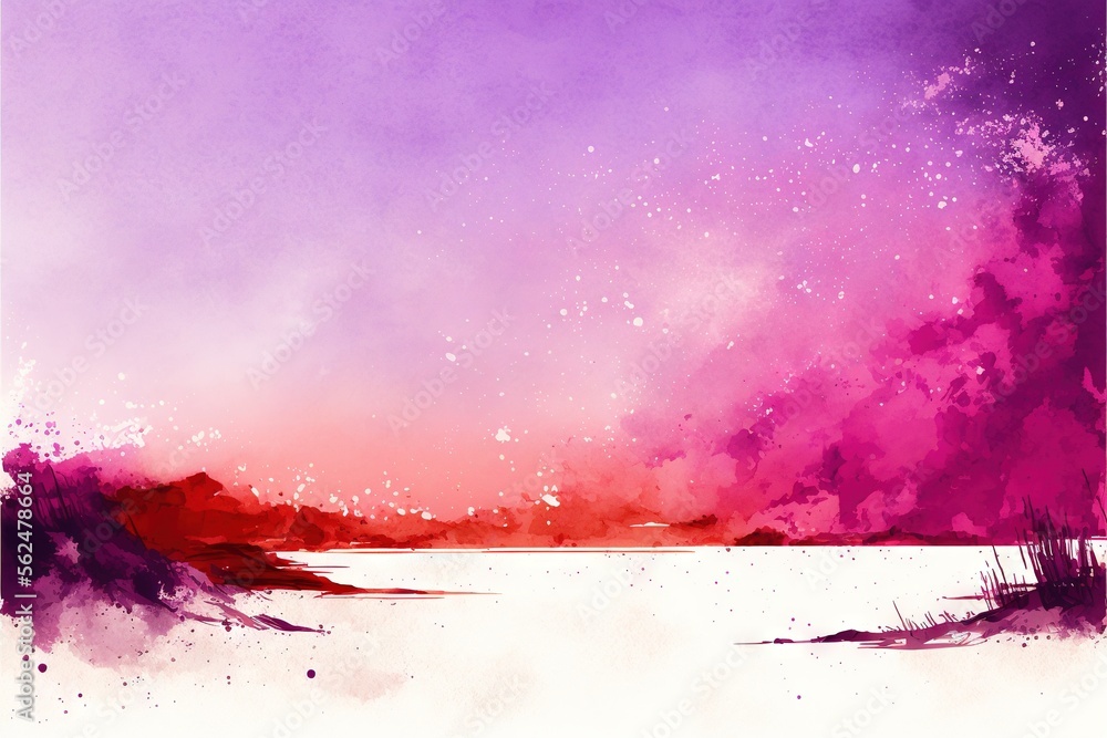 Poster a painting of a purple and red sky with a purple and red cloud in the background and a purple and re