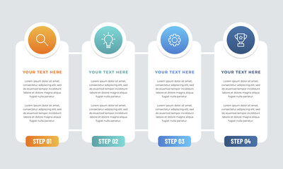 Colourful infographic steps with text boxes. Business concept with 4 steps.