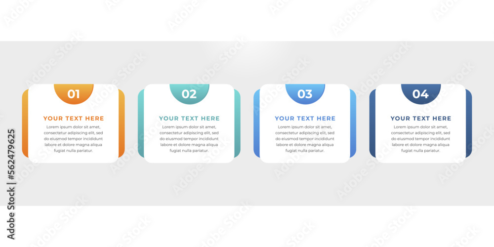 Poster colourful infographic steps with text boxes. business concept with 4 steps.
