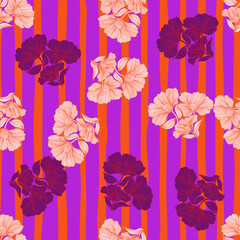 Delicate floral line seamless pattern. Vintage flower background.